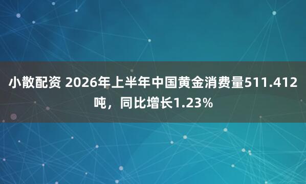 小散配资 2026年上半年中国黄金消费量511.412吨，同比增长1.23%